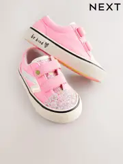 Pink Wide Fit (G) Touch Fastening Trainers (E99682) | $39 - $44