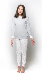 Girls Sizes 8-14 Grey More Sleep Please Pyjamas Long Set PJS