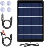 Solar Trickle Charger, 10W 12V Portable Solar Battery Charger, Waterproof Premium Power Backup with Battery Clip and Suction Cup, Solar Battery Maintainer for Car Auto Boat
