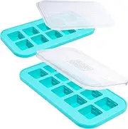 Souper Cubes 2 Tbsp Silicone Freezer Tray with Lid - Easy Meal Prep Container and Kitchen Storage Solution - Silicone Mold for Soup and Food Storage - Aqua – 2-Pack