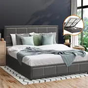 Oikiture Bed Frame Queen Double King Single Gas Lift Storage Base Bed Platform