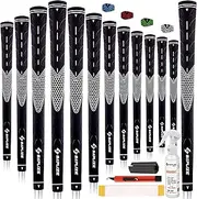 SAPLIZE CC01 Rubber Golf Grips, Options of Basic kit(13 Grips) or Deluxe Kit(13 Grips with Solvent kit) 4 Colors Available, Standard/Midsize Anti-Slip Rubber Golf Club Grips