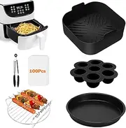 21 cm Silicone Mould for Hot Air Fryer for Philip XL 6.2 L, Cosori 5.5 L/4.7 L, Cecotec 6 L, Reusable Instead of Baking Paper for Hot Air Fryer Accessories, Pack of 5