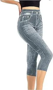 [Generic] Plus Size Biker Shorts with Lace Elastic Waist High Jeans Women's Leggings Leggings Imitation Capris Pants Tights for Women Plus Size