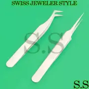 2 ASSORTED SWISS JEWELER STYLE WATCH REPAIR TOOLS FORCEPS #5 #6 TWEEZERS 4.5"