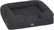 Tedi’s Orthopedic Dog Calming Bed for Medium Dogs,Memory Foam Cat Beds with Pillow & Portable Handle, Washable Removable Cover & Anti-Slip Bottom,Pet Sofa for Small Medium Extra Large Dogs,Dark Grey