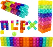 BrainSpark Translucent Digit Blocks, Magnetic Building Blocks, Montessori Clear Magnet Cubes for Boys and Girls, 48 Pieces