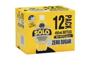 Solo Zero Sugar Original Lemon Soft Drink Bottles Multipack 450ml x 12 Pack