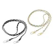 2Pcs 47" Purse Chain Strap with Buckle for Bags(Black, Silver&Blue, Gold)
