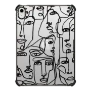 iPad 10.9-inch (10th gen) iPad Impact Case FACE MOSAIC SKETCH 1 CLEAR CASE IPAD, ABSTRACT MINIMAL PEOPLE ILLUSTRATION By Ebi Emporium