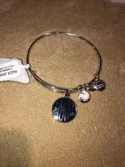 ALEX and ANI Rafaelian Silver Mazel Tov! Bangle Bracelet w/Charms Chanukah Nwt