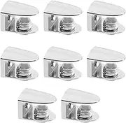 eMagTech 8Pcs Adjustable Glass Shelf Bracket with 8X Screws Clamp Wall Mount Shelf Support Holder Furniture Accessories for Cabinets Bookshelf