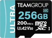 TEAMGROUP A2 Ultra Card 256GB Micro SDXC UHS-I U3 A2 V30, R/W up to 200/150 MB/s with Adapter TULMSDX256GIA2V3022503