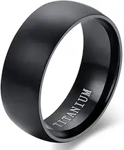 [Cupimatch] Titanium Ring Men's Band Ring Finger Rings Smooth Wedding Engagement Ring Friendship Ring Black Size 52 to 74
