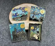 Vincent Van Gogh Style Enamel Pin Hogwarts Howl's Castle Scarecrow Mathilda