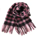 必買新年禮物 COACH 薔薇粉色經典LOGO/格紋雙面流蘇羊毛圍巾(183X30CM)