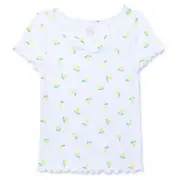 Wonder Nation Girls Rib Top XS 4-5 New with Tags White Lemon Lettuce Edge Sweet
