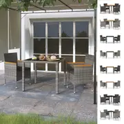 Solid Acacia Wood Garden Dining Set Poly Rattan Multi Colours 3/5 Piece vidaXL