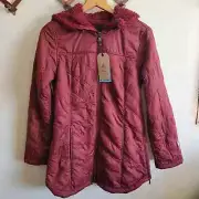 NWT Prana Esla Coat Jacket Fleece Lined Puffer Longline Red Maroon Small S