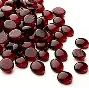 Meschett 50PCS Mini Glass Gems,Dark Red Mancala Stones Flat Bottom Marble Beads for Home Decorative Art Craft Vase Filler(0.5"~0.7")