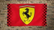 Ferrari Black Checkered 3x5 FT Flag Car Red Banner for Workshop Man Cave Wall