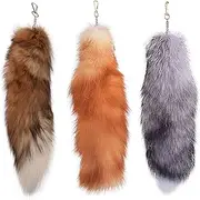 [Comebachome] Therian Tail, 3PCS 15.8inch Therian Fox Tail with Clasp, Fluffy Fox Tail Keychain, Hanging Fox Tails for Handbag Backpack
