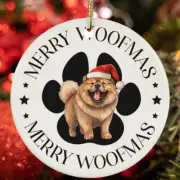 Merry Woofmas Chow Chow Dog Paw Lover Christmas Ornament Gift Tree Decor Hanging