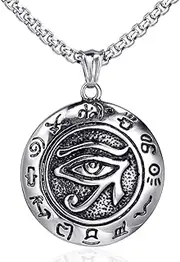 [UMtrade] Men Stainless Steel Egypt Eye of Horus Symbol of Protection Punk Hip Hop Pendant Necklace