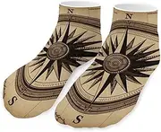 [QMNVBDS] Compass Wind Road Map Socks Ankle Length Socks Casual Short Socks for Women Men Low Cut Sports Socks Running Socks No Show Socks Ankle Socks Athletic Socks Workout Socks, Style, One Size