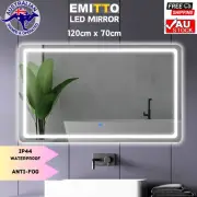 EMITTO LED Wall Mirror Anti-fog Bathroom Mirrors Makeup Light 120x70cm
