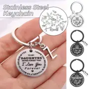 To My Son/Daughter Love You Keyring Stainless Steel Keychain Charm 25MM Gift A-Z