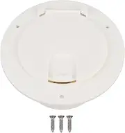 RV Round Electrical Power Cable Hatch, Electrical Cable Hatch with Locking Cover, Sliding Screen and Heavy Duty Hinges, for 3-1/2in RV Trailer Campervan