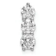 3/4 Ct Three Stone Real Diamond Slide Pendant in 14K White Gold