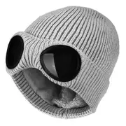 Men Women Chunky Beanie Hat Winter Warm Knitted Skull Cap Grey