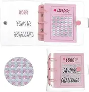 TIESOME Money Savings Challenge Binder with Cash Envelopes, Waterproof & Reusable Mini Money Saving Binder Portable Budget Book for Money Goals Family Finance Tool (500 Dollars)(Pink)