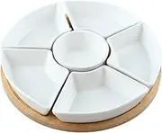 Fruit Platter, Serving Platters and Trays 360° Rotatable Divided Veggie Fruit Platter Removable Serving for Chips and Dip, Veggies, Snacks