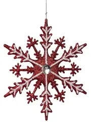 Red & White Snowflake & Jewel Centre 20cm