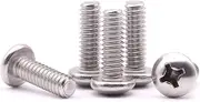 #10-32 x 1/2" inch (50 pcs) Phillips Pan Head Machine Screw Bolt, 304 Stainless Steel 18-8 Screw, UNF Full Thread, Bright Finish by RoyceMart