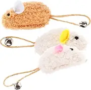 GANAZONO 3pcs Plush Mouse Cat Teasing Interactive Stuffed Cat Mouse with Bells for Teething Chewing for Indoor Play and Reducing