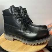 Timberland 6 Inch Premium Brogue Black Gum Mens Boot Waterproof Combat size 8.5