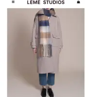 在飛比找蝦皮購物優惠-Leme studio 藍棕色格紋圍巾