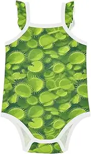 [FRODOTGV] Spring Green Flytraps Baby Cotton Sleeveless Bodysuit Cute Soft Baby Girl Summer Clothes for Infant Toddlers 3M, Spring Green Flytraps