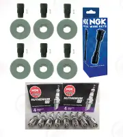 NGK Tune Up Kit "Ruthenium" Plugs & Coil Boots for Ford Lincoln Mazda 3.5L 3.7L (for: Mazda)