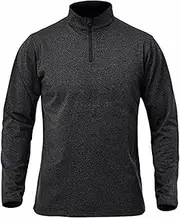 [HanzhuoLG] Men's QuickDrying Sports Fitness T Shirt 1/4 Zipper Design Outdoor Running Cycling Climbing Long Sleeve Tee X-Large Black