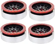 Vaguelly 4pcs Car Wheels Rim Car Model Component Car Metal Hub Wheel Model Red