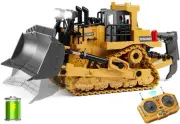 9-Channel Metal RC Bulldozer - Realistic Remote Control Kids Construction Pla...