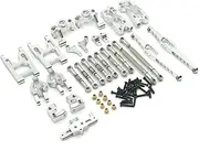 Metal Upgrade Parts, for WLtoys, 12428 A-B C 12423 FY-01 02 03 Metal Upgrade Parts Set Swing Arm Steering Cup Pull Rod Etc. Remote Control Car Steering Shock(Silver)