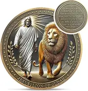 Prince of Peace Jesus Challenge Coin - Lion of Judah Revelation 5:5 Religious Coins - Inspirational Cross God Pocket Bible Verses Chip Token for Study - Good Luck Commemorative Gifts for Men Women