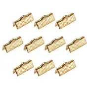 100Pcs Ribbon Crimp Clamp Ends 22mm Cord End Clasp for DIY Craft Light Golden