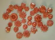 CraftbuddyUS 75 pcs Acrylic Coral Flatback Heart Flowers Pearl Bead Assortment